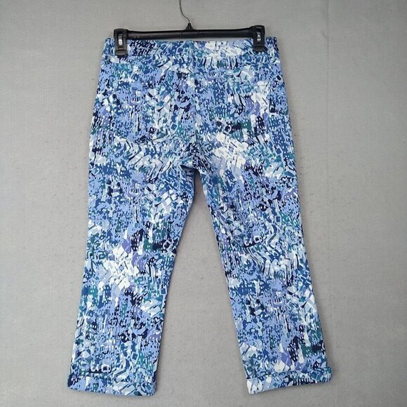 Nine West Chrystie Capri Jeans Womens 8 Blue Allover Print Crop Comfort Spring - Picture 9 of 13